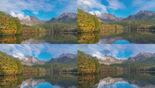 延时:鹿神池与秋天红叶早晨，日本长野高清在线视频素材下载