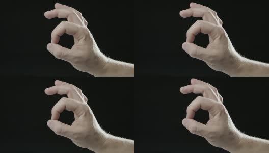 手势语言手势慢动作黑色背景白种人高清在线视频素材下载
