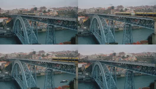 葡萄牙杜罗河上的Ponti di Don Luis I -铁路、公路和人行桥高清在线视频素材下载