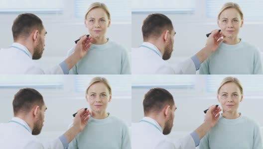 整形医生在女人脸上画线高清在线视频素材下载