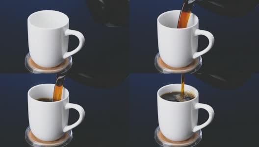 白咖啡杯与新鲜煮咖啡镜头光晕高清在线视频素材下载