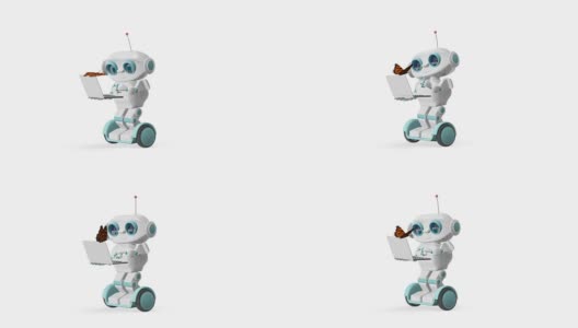 3D动画机器人和蝴蝶阿尔法通道透明背景高清在线视频素材下载