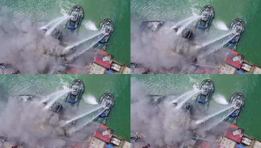 港口货物失火事故高清在线视频素材下载