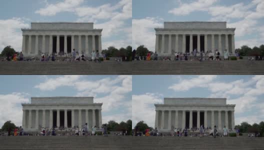 游客在夏天参观华盛顿特区的林肯纪念堂高清在线视频素材下载