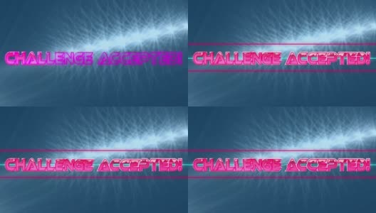挑战接受的文本在蓝色背景上的光点霓虹灯横幅高清在线视频素材下载