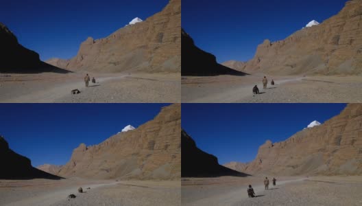 朝圣者在去西藏冈仁波齐山的路上高清在线视频素材下载