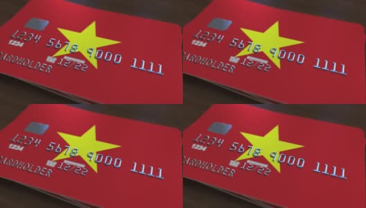带有越南国旗的塑料银行卡。越南国家银行系统相关动画高清在线视频素材下载