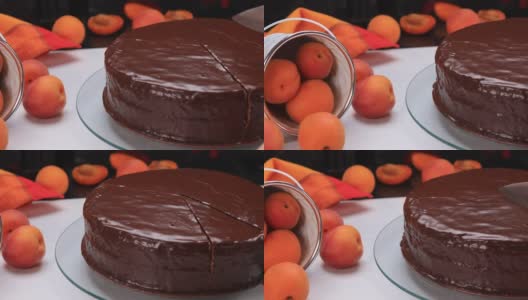 杏和巧克力蛋糕高清在线视频素材下载