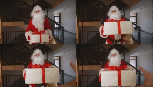 圣诞老人上门送礼物高清在线视频素材下载
