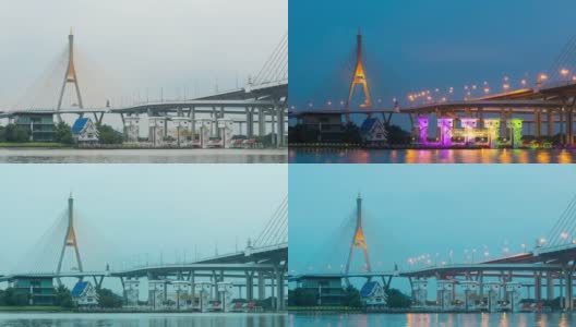 4K时间间隔:泰国普密蓬桥高清在线视频素材下载