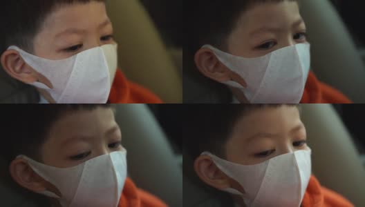 亚洲儿童戴上卫生口罩，保护自己免受冠状病毒大流行的影响高清在线视频素材下载