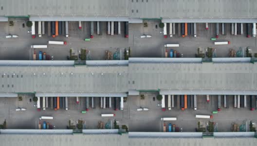 物流配送中心大楼停车场鸟瞰图高清在线视频素材下载
