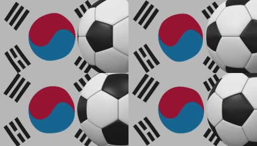 以韩国国旗为背景的足球圈高清在线视频素材下载