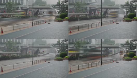 香港雨街上的交通高清在线视频素材下载