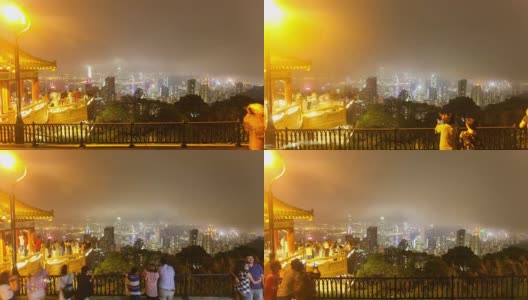 香港维多利亚公园在云雾笼罩的夜晚时光流逝高清在线视频素材下载
