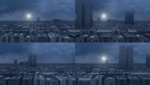 大都会城市夜间飞行时间-缓慢摇摄高清在线视频素材下载