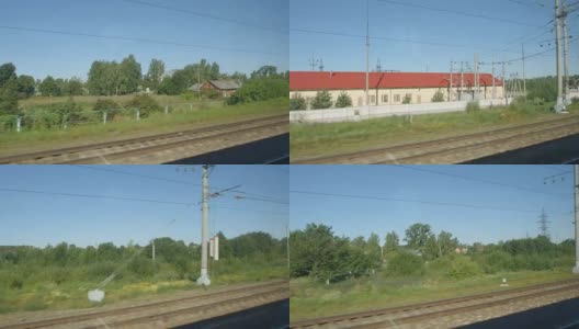 在夏天，高铁经过一个村庄和一个车站高清在线视频素材下载