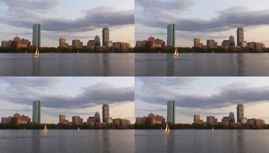 在波士顿查尔斯河上航行高清在线视频素材下载