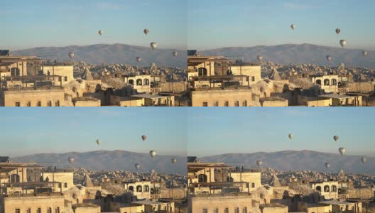 Hot air balloons Cave city in Cappadocia, Turkey高清在线视频素材下载
