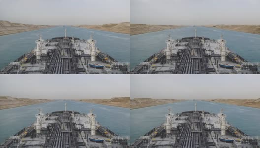 苏伊士，埃及——一艘油轮正在通过苏伊士运河。高清在线视频素材下载
