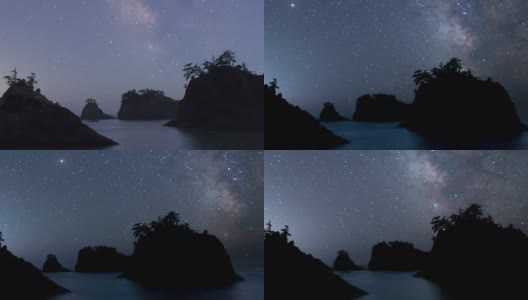 银河夜空-在俄勒冈海岸的海斯塔克群岛之上高清在线视频素材下载