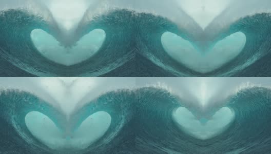 慢镜头:两股波浪形成美丽的心形高清在线视频素材下载