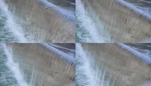 在城市喷泉中，水流湍急，产生了许多气泡高清在线视频素材下载