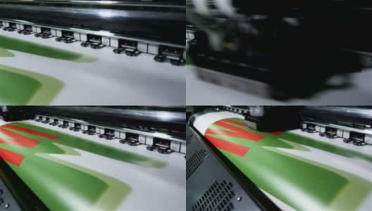 打印机制作绿红图片的特写动作高清在线视频素材下载