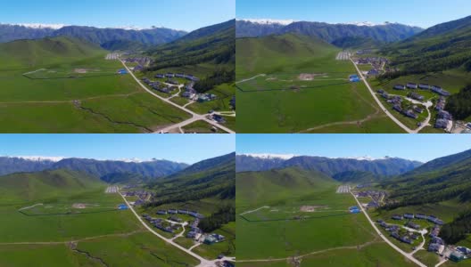 中国新疆喀纳斯景观鸟瞰图。高清在线视频素材下载