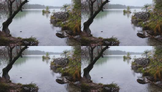 德国内陆湖上的秋雨高清在线视频素材下载
