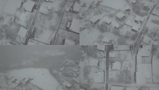 鸟瞰雪村高清在线视频素材下载