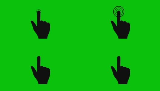手动光标的动画符号。食指点击。矢量平面插图孤立在绿色背景。高清在线视频素材下载