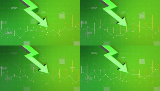 4K 3D箭头向下移动动画。财务图表。高清在线视频素材下载