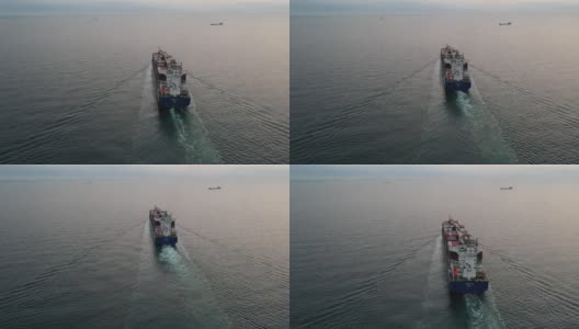 海上货船运输鸟瞰图高清在线视频素材下载
