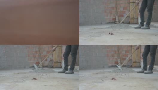 准备水泥的建筑工人高清在线视频素材下载