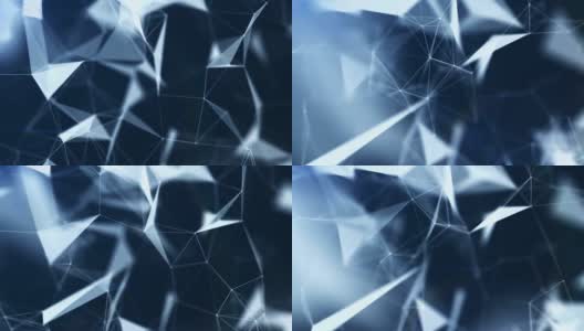 3D渲染蓝色抽象背景点和网络未来主义数据网络概念与黑暗和纹理渲染连线高清在线视频素材下载