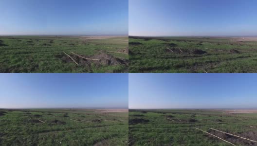 农业领域库存视频的鸟瞰图种植前-空的土地与各种类型的农业景观-飞越农业土地高清在线视频素材下载