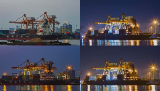 4k Time Lapse Day to Night(4096x2160):Loading Goods cargo panning style (Apple ProRes 422 (HQ)格式)。高清在线视频素材下载