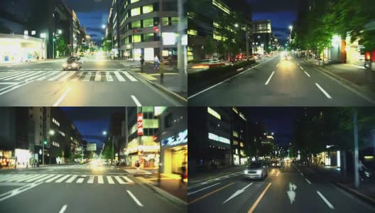 MS POV夜间城市的交通高清在线视频素材下载