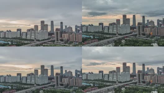 T/L WS HA PAN北京城市天际线日落高清在线视频素材下载