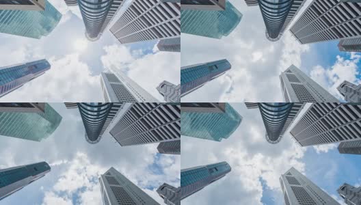 4K时光流逝:俯瞰新加坡城市的摩天大楼。现代城市商务区背景高清在线视频素材下载