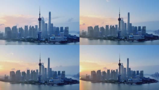 4K:上海天际线在日出时间流逝，中国高清在线视频素材下载