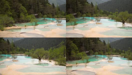 淘景:黄龙谷景观的五色池，四川，中国高清在线视频素材下载