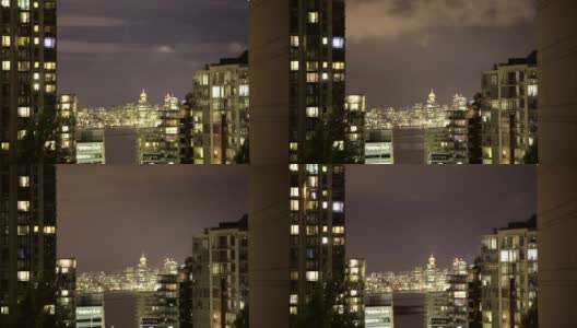 夜晚的城市景观，时光流逝，温哥华高清在线视频素材下载
