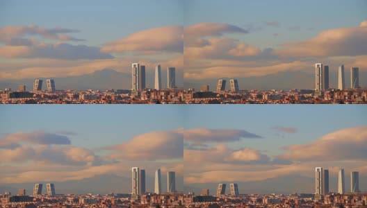 马德里的摩天大楼，时光流逝高清在线视频素材下载