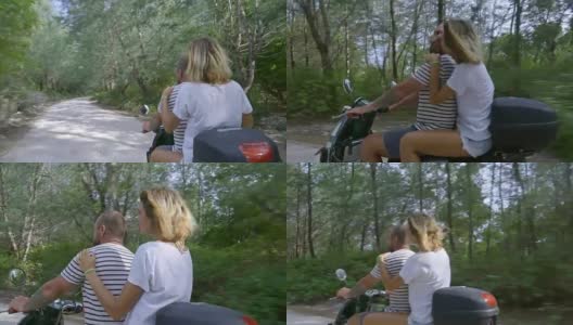 爱的情侣在踏板车上接吻高清在线视频素材下载