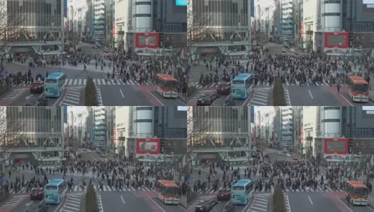 人们走过日本东京著名的涩谷十字路口高清在线视频素材下载