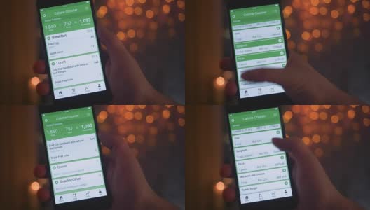 使用智能手机上的卡路里计算应用程序高清在线视频素材下载