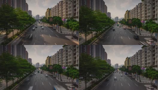日落广州交通街道公路桥全景4k时间推移中国高清在线视频素材下载