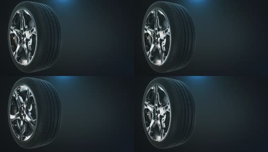 4k质量的3d动画轮胎背景与漂亮的光和无缝循环。高清在线视频素材下载